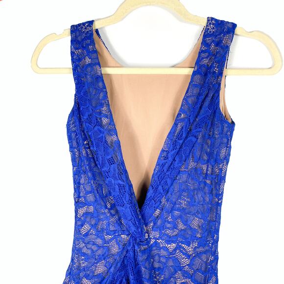 Dress the Population Kendra Blue Lace Dress V-Back Bodycon Sheath Women's Sz XS - Picture 9 of 12